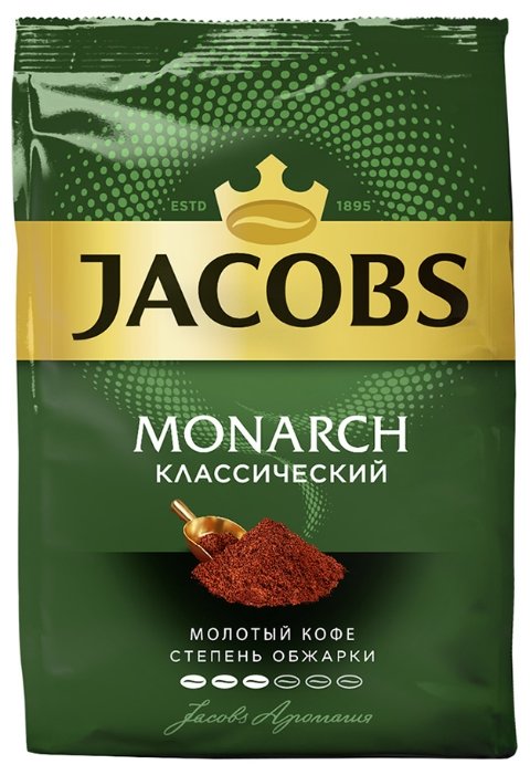 

Кофе молотый Jacobs Monarch 230 г, смесь арабики и робусты, средняя обжарка, средний помол, мягкая упаковка (8052075), Monarch