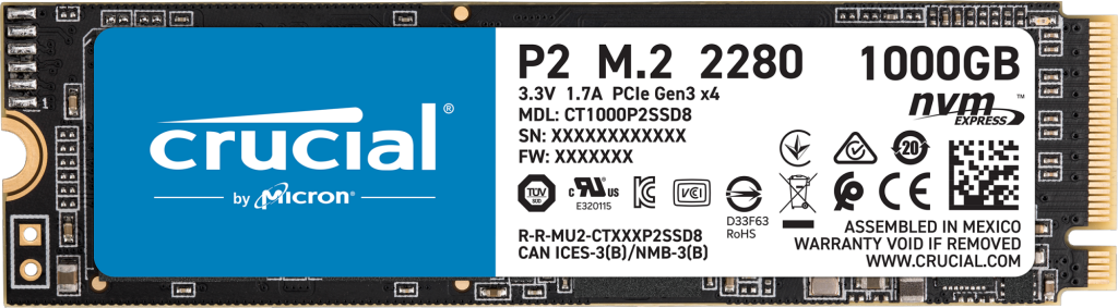 

Твердотельный накопитель (SSD) Crucial 1Tb P2, 2280, M.2, NVMe (CT1000P2SSD8)