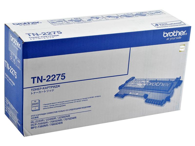 

Картридж лазерный Brother TN-2275, черный, 2600 страниц, оригинальный для Brother HL-2240R, HL-2240DR, HL-2250DNR, DCP-7060DR, DCP-7065DNR, DCP-7070DWR, MFC-7360NR, MFC-7860DWR, FAX-2845R, FAX-2940R, TN-2275