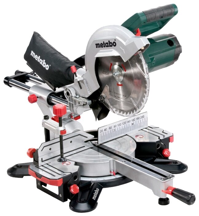 

Торцовочная пила Metabo KGS, 1.8 кВт, 4500 об/мин, диаметр диска 25.4 см, Картон; со 2-м твердосплавным пильным полотном (690828000), KGS