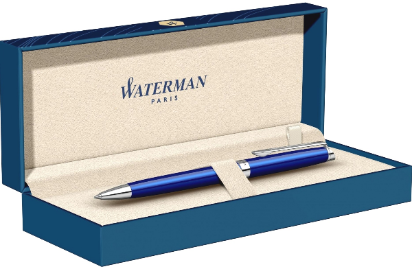 

Ручка шариковая автомат Waterman Hemisphere Bright Blue CT, синий, лак, латунь, подарочная упаковка (2042968), Hemisphere Bright Blue CT