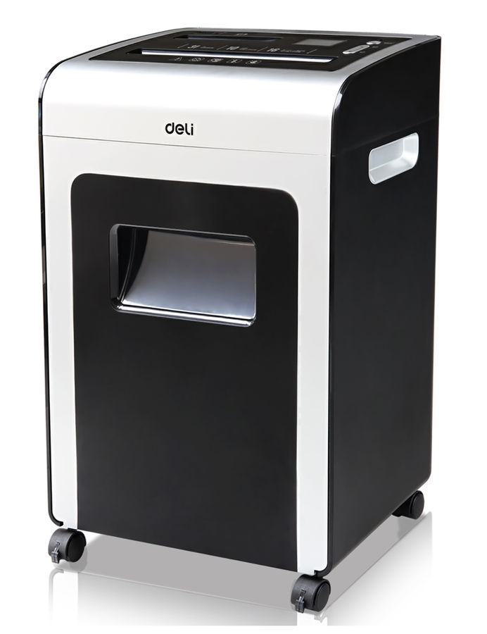 

Шредер Deli 9913, секретность 4/P-4, фрагменты - 3 мм x 1.6 см, объем 15 л, кол-во листов до 6 шт., скрепки, скобы, белый/черный, 9913