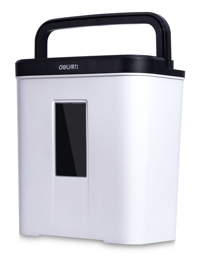 

Шредер Deli E9939, секретность 4/P-4, фрагменты - 4 мм x 2.5 см, объем 12 л, кол-во листов до 5 шт., скрепки, белый/черный, E9939