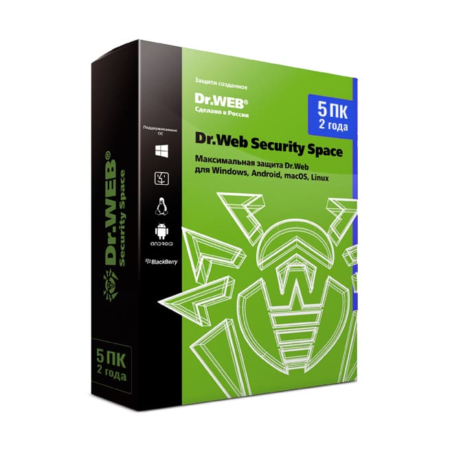 Антивирус Dr.Web Security Space, продление, Russian, 1 лицензия, 5 ПК, на 24 месяца, электронный ключ (LHW-BK-24M-5-B3) Высылается на почту после оплаты!