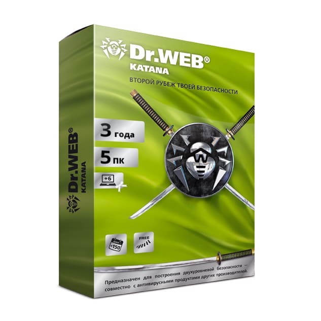 

Антивирус Dr.Web Katana, продление, Russian, 1 лицензия, 5 ПК, 5 пользователей, на 36 месяцев, электронный ключ (LHW-KK-36M-5-B3) Высылается на почту после оплаты!, Katana