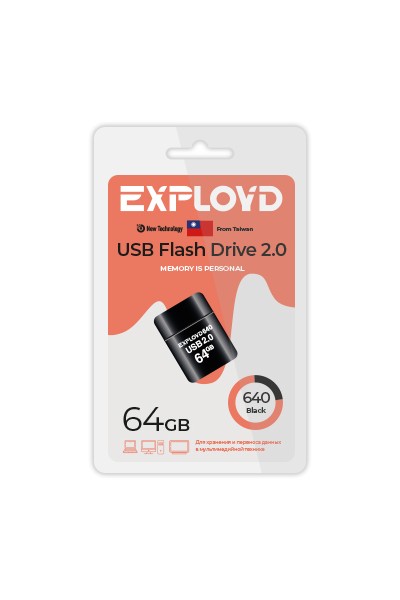 

Флешка 64Gb USB 2.0 EXPLOYD 640, черный (EX-64GB-640-Black)