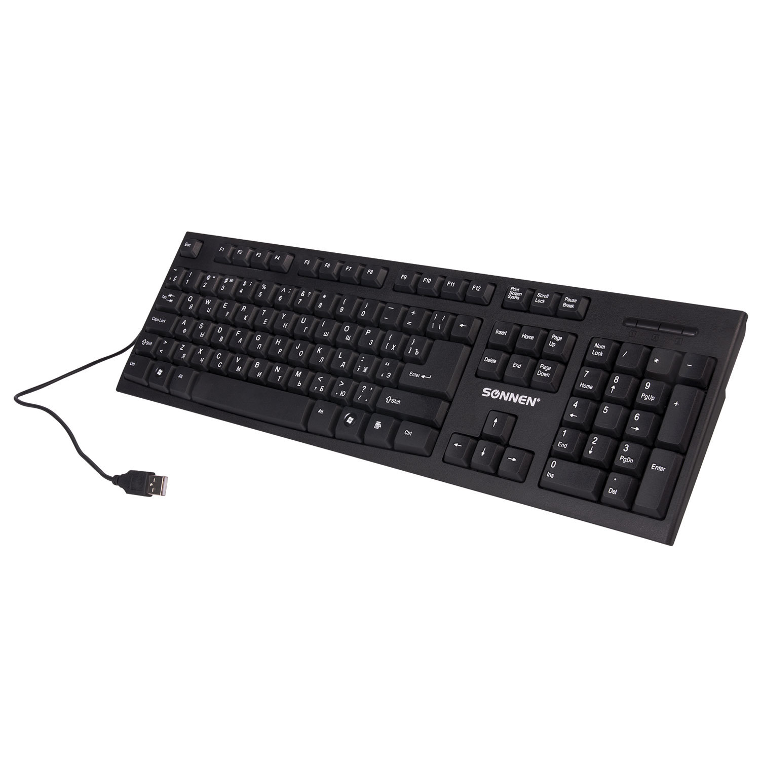 

Клавиатура проводная SONNEN KB-330, мембранная, USB, черный (KB-330), KB-330