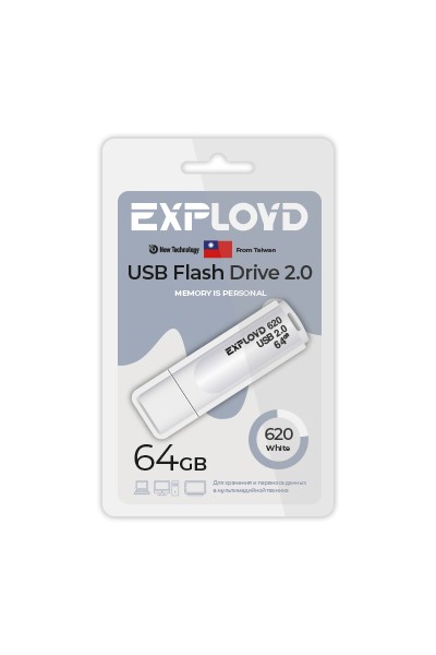 

Флешка 64Gb USB 2.0 EXPLOYD 620, белый (EX-64GB-620-White)