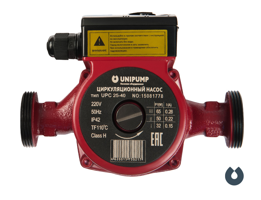 

Электрический водяной насос UNIPUMP UPС 32-40 180, 65Вт, циркуляционный, центробежный, производительность 3.48 м³/час (34085), 32-40 180