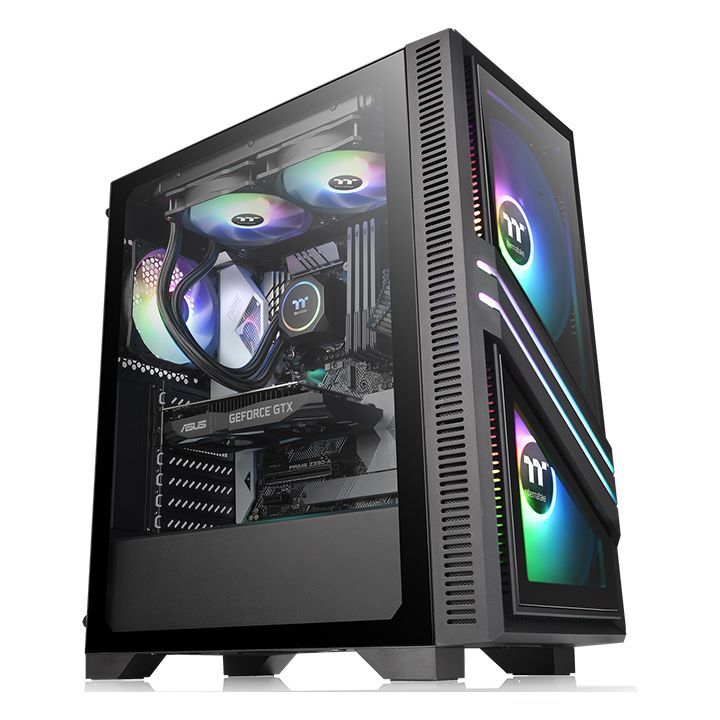 Корпус Thermaltake Versa T35 TG RGB, ATX, Midi-Tower, USB 3.0, RGB подсветка, черный, без БП (CA-1R7-00M1WN-00)