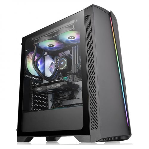 

Корпус Thermaltake H350 TG RGB, ATX, Midi-Tower, USB 3.0, RGB подсветка, черный, без БП (CA-1R9-00M1WN-00), H350 TG RGB