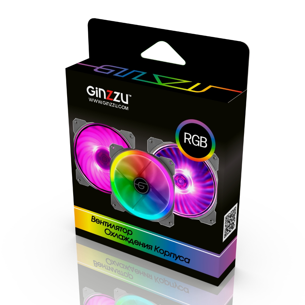 Вентилятор Ginzzu RGB 12DR4M MASTER (ведущий), 120мм, 1200rpm, 24 дБ, 4-pin Molex, 1шт, RGB RGB 12DR4M MASTER (ведущий) - фото 1