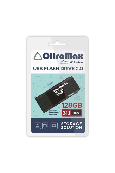 

Флешка 128Gb USB 2.0 OltraMax 240, черный (OM-128GB-240-Black), 240
