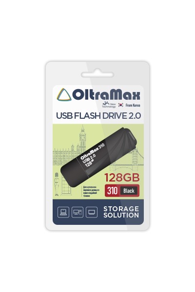 

Флешка 128Gb USB 2.0 OltraMax 310, черный (OM-128GB-310-Black), 310