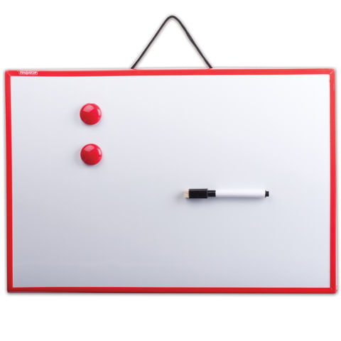 Демонстрационная доска ПИФАГОР магнитно-маркерная, 30x45см, лак (белый)/пластик (красный) (231719)