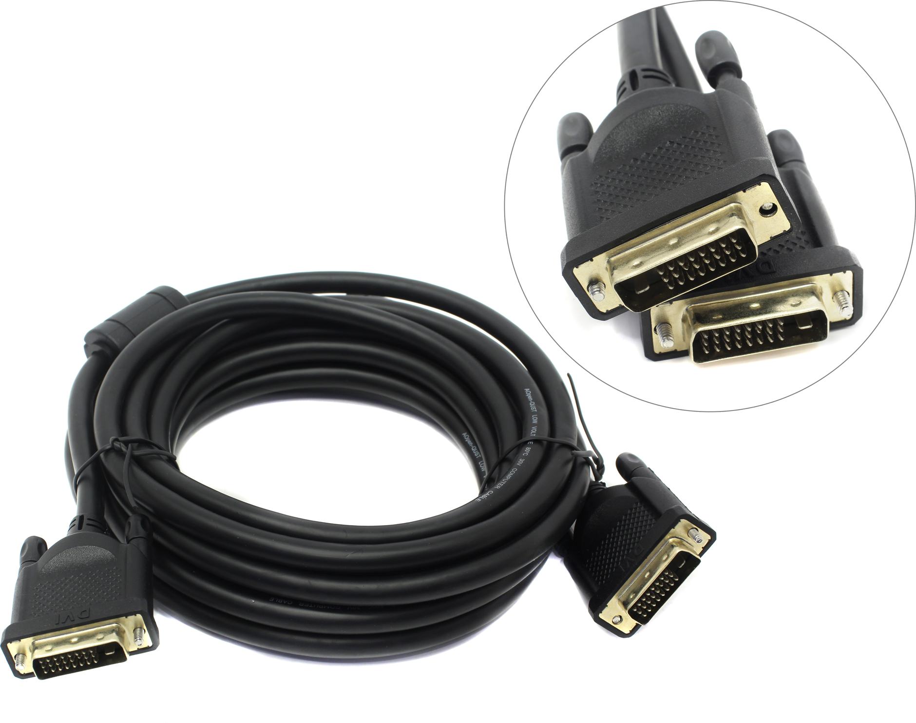 Кабель DVI25M-DVI25M Single Link ферритовый фильтр 5 м черный AopenQust ACG442GD-5M 1275₽