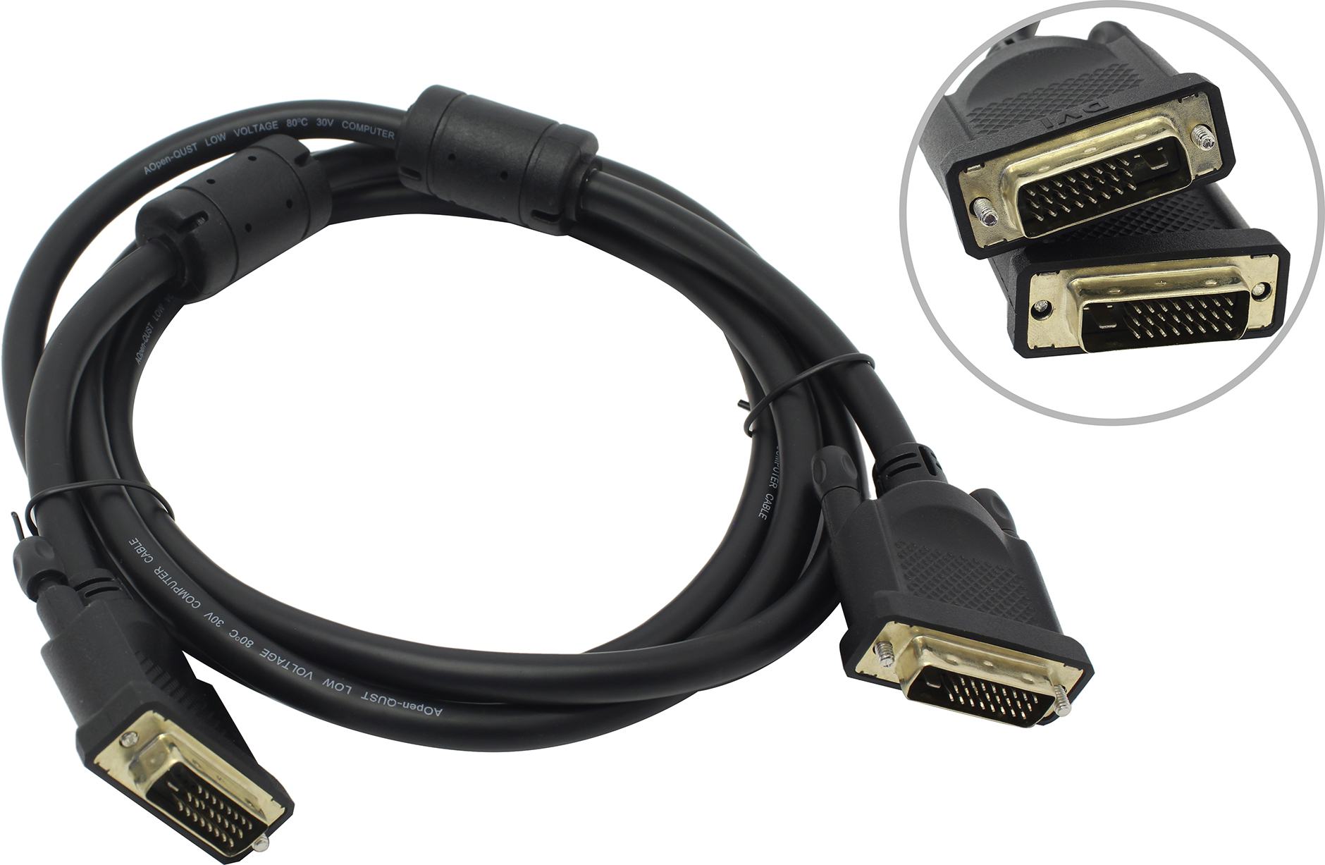 Кабель DVI(25M)-DVI(25M) Single Link, 1.8 м, Aopen/Qust