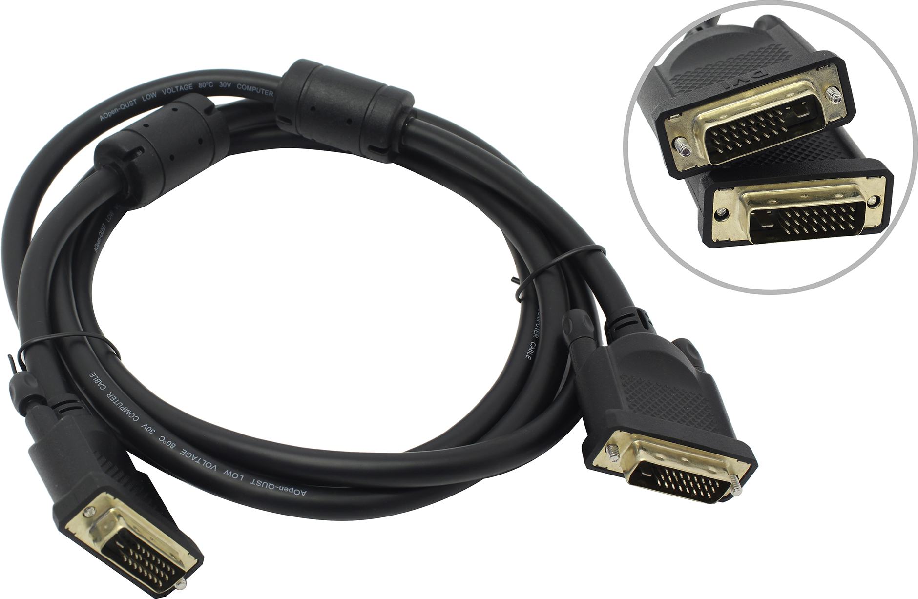 Кабель DVI25M-DVI25M Single Link ферритовый фильтр 18 м черный AopenQust ACG442GD-18M 540₽