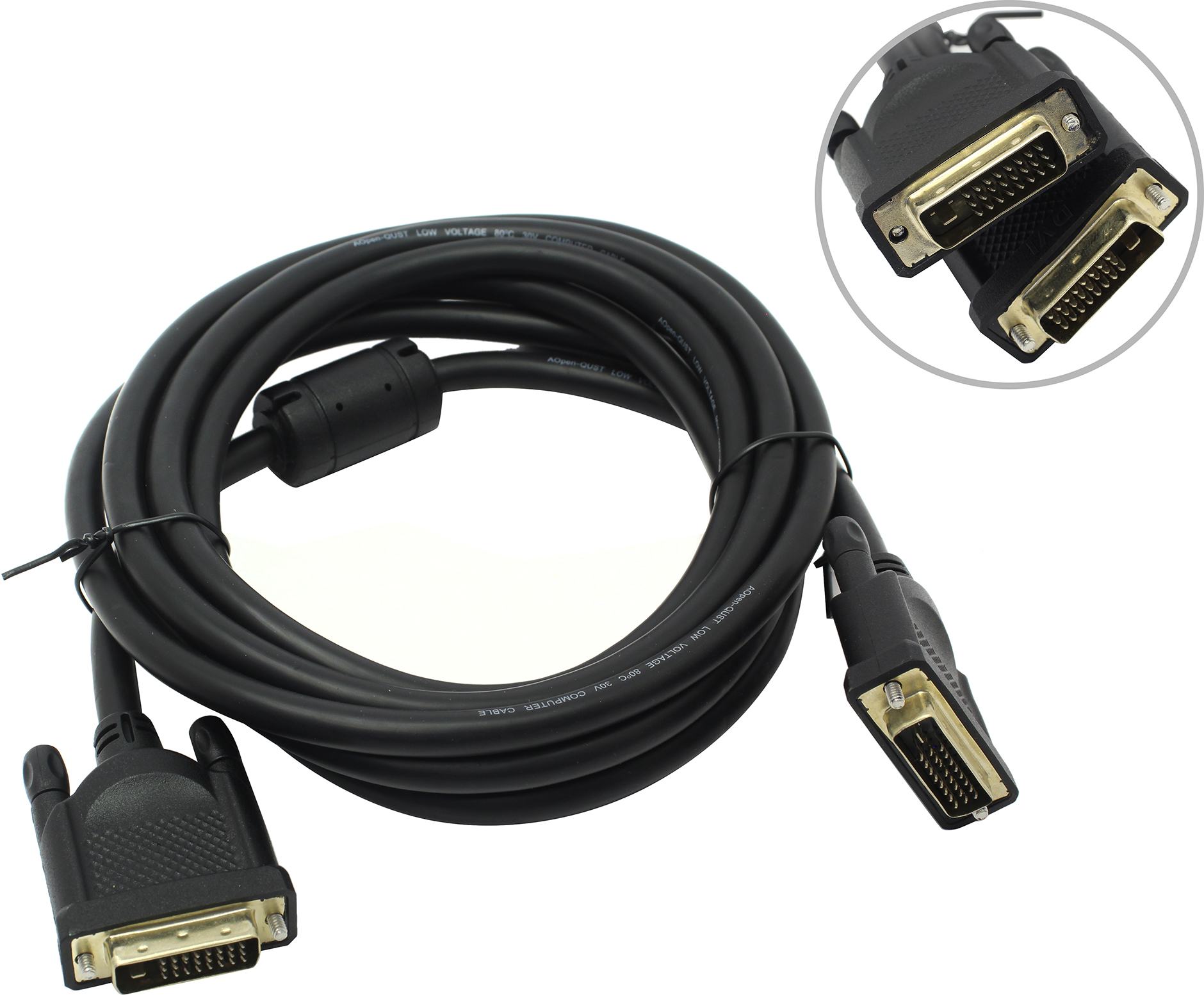 Кабель DVI(25M)-DVI(25M) Single Link, 3 м, Aopen/Qust