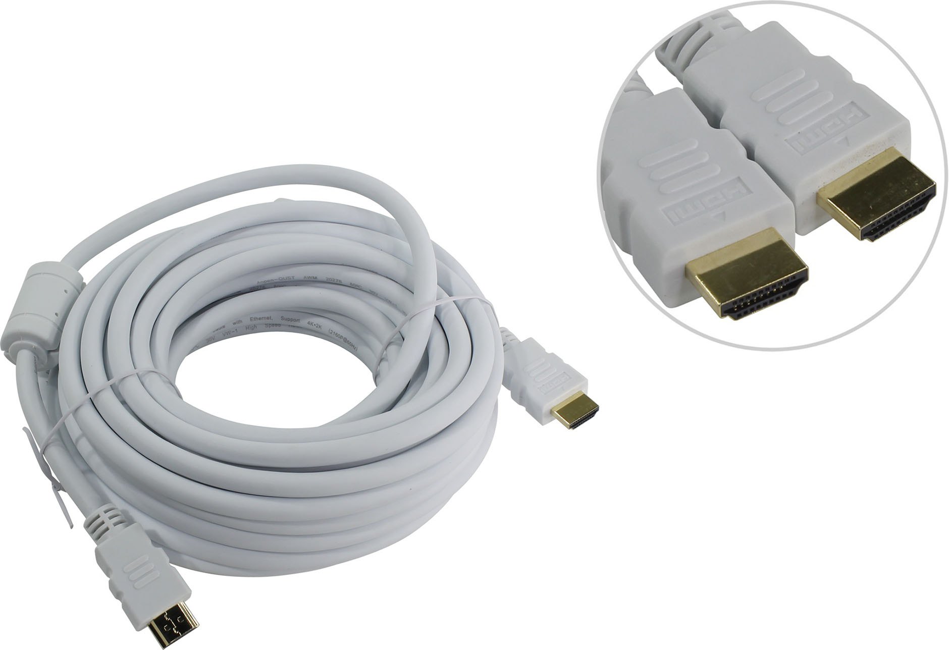 

Кабель HDMI(19M)-HDMI(19M) v2.0 4K, ферритовый фильтр, 10 м, белый Aopen/Qust (ACG711DW-10M)