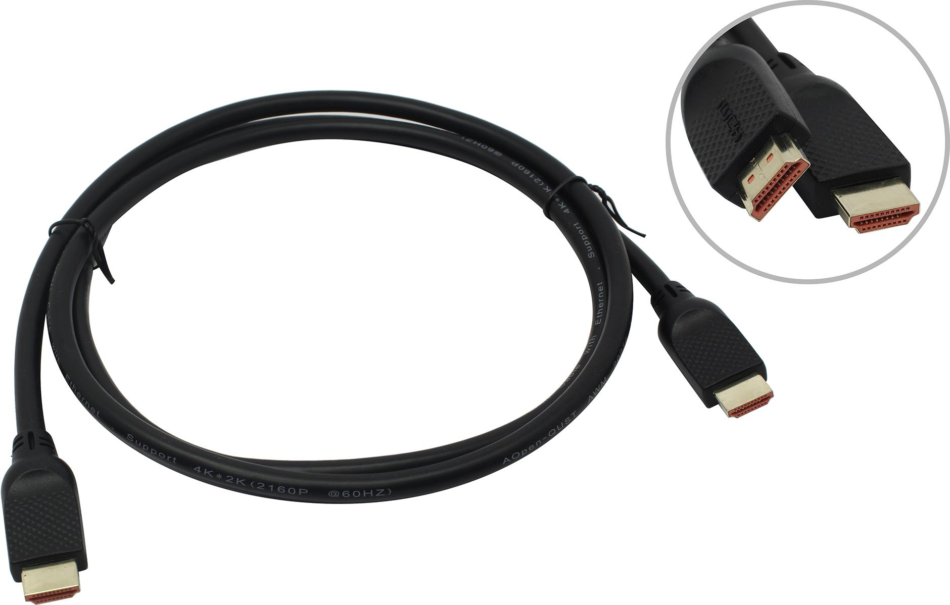 Кабель HDMI(19M)-HDMI(19M) v2.0, 1.5 м, Aopen/Qust