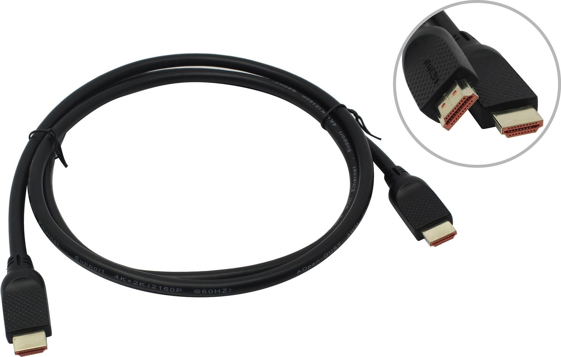 Кабель HDMI19M-HDMI19M v20 4K 15 м черный AopenQust ACG517-15M 430₽