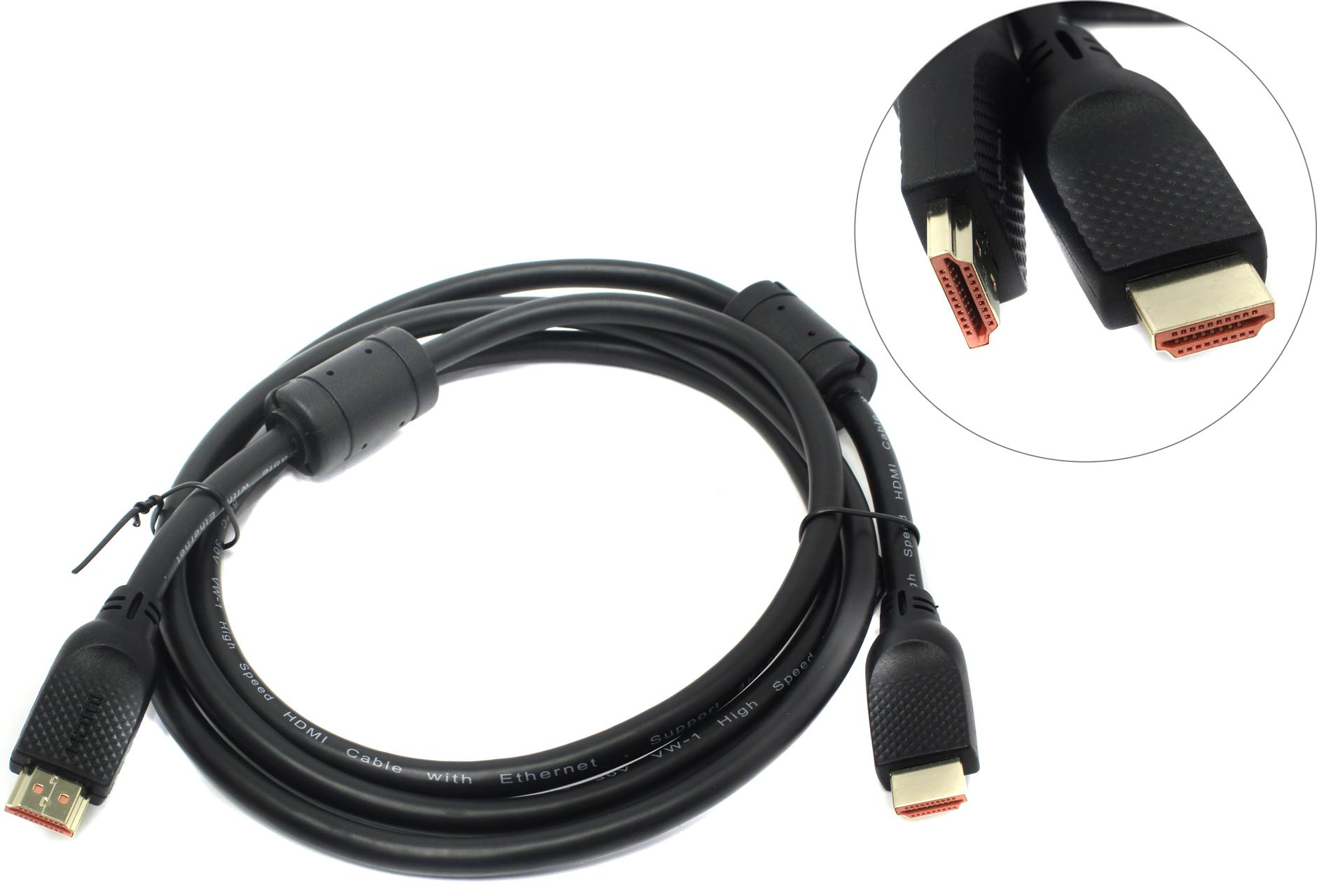 

Кабель HDMI(19M)-HDMI(19M) v2.0 4K, ферритовый фильтр, 1.8 м, черный Aopen/Qust (ACG517D-1.8M)