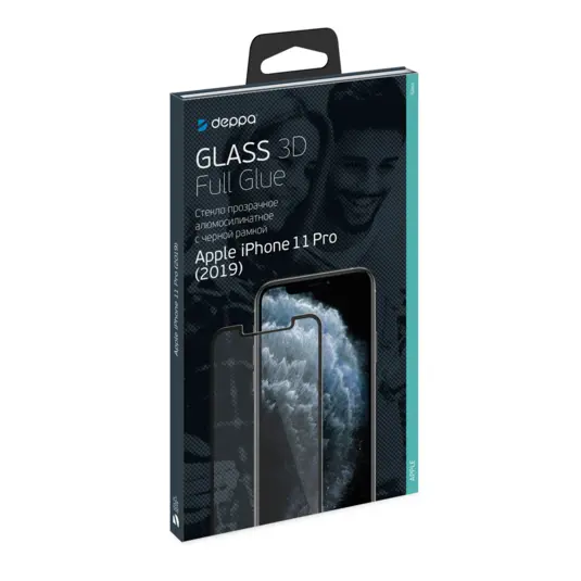 

Защитное стекло Deppa для экрана смартфона iPhone iPhone 11 Pro, FullScreen, черная рамка, 3D (62585)