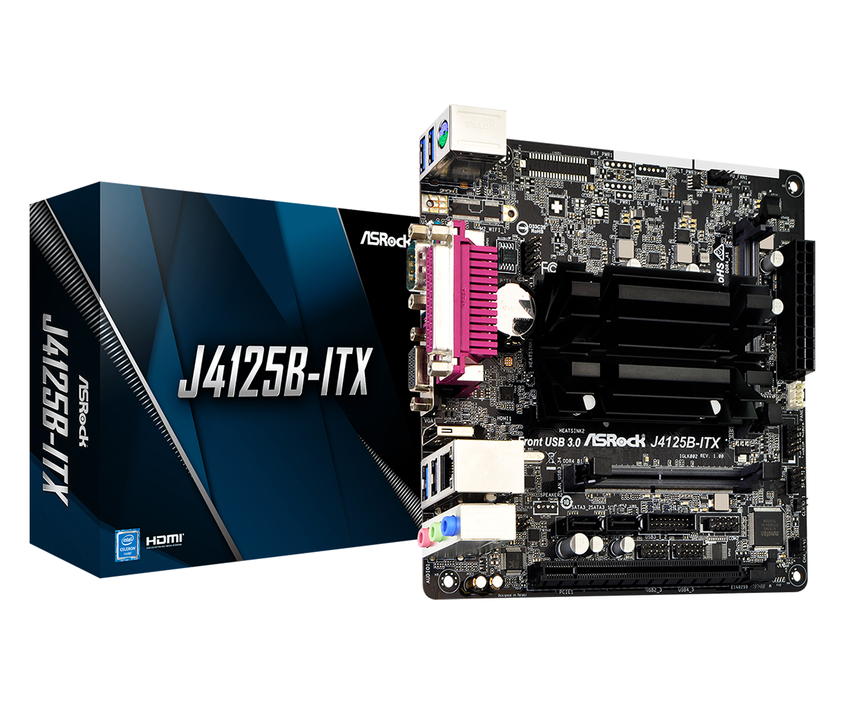 Материнская плата ASRock J4125B-ITX, SoC, встроен в мат.плату, mini-ITX