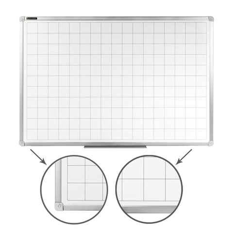 

Демонстрационная доска Brauberg магнитно-маркерная, 60x90см, лак (белый)/алюминий (серый), лоток для аксессуаров, в клетку (236862)