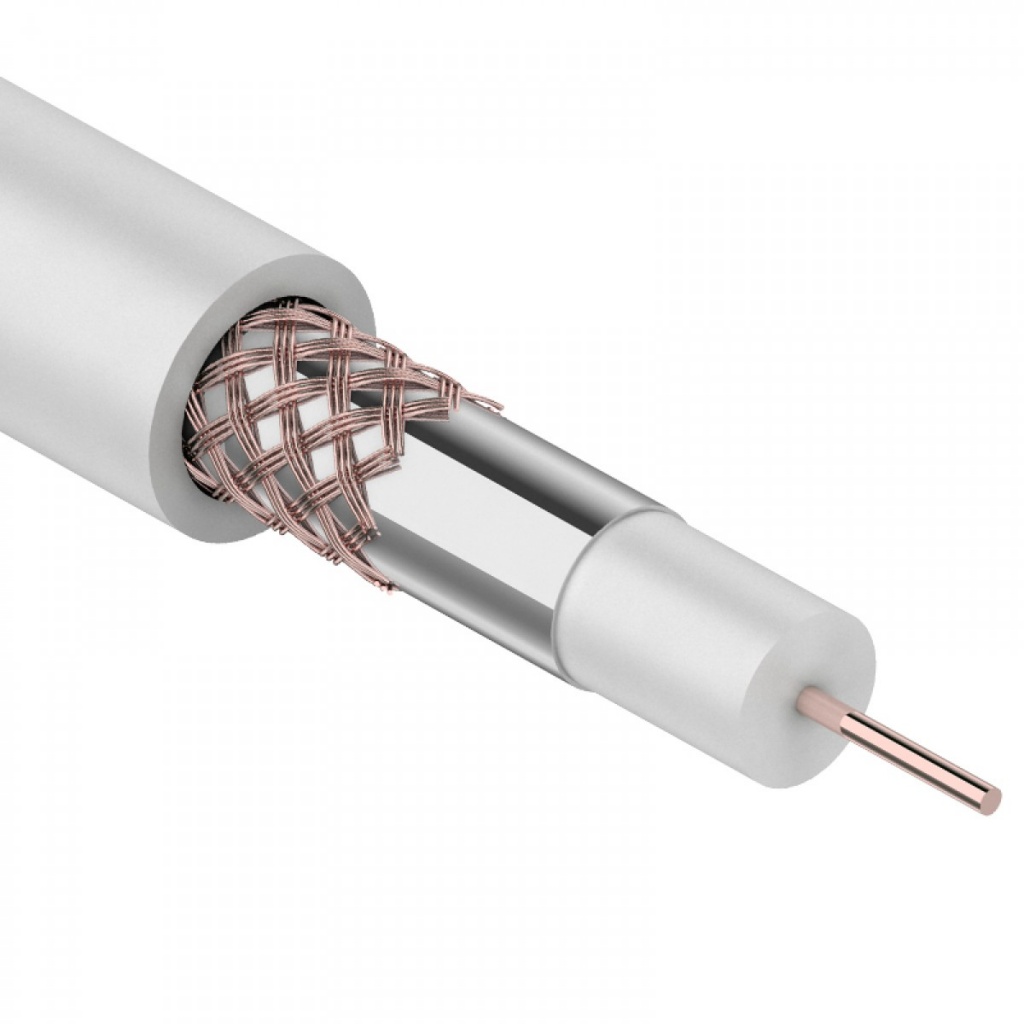 Кабель коаксиальный PROCONNECT RG-59U, 75 Ом, CCS/Al/Al, 48%, бухта 100 м, белый (01-2621)