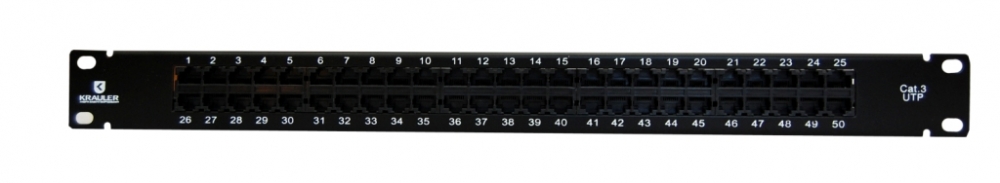 

Патч-панель в шкаф 19", порты: 50 x RJ-12 кат.3, черный, KRAULER (KRA-PPUTP3-50)