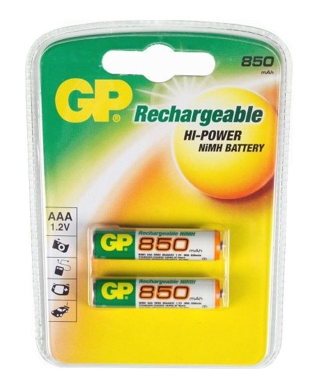 Аккумулятор GP Rechargeable, AAA, 850 мА·ч, 2 шт