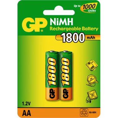 

Аккумулятор GP Rechargeable 180AAHC-2CR2, AA, 1.2V 1.8 А·ч, 2 шт, Зеленый/желтый, 180AAHC-2CR2