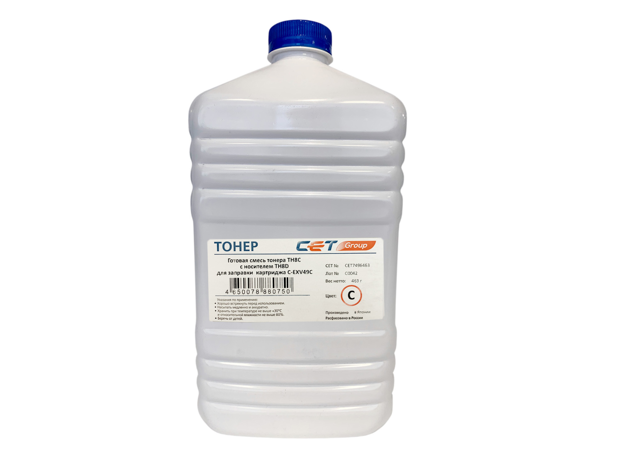 Тонер CET TF8C/TF8D, бутыль 463 г, голубой