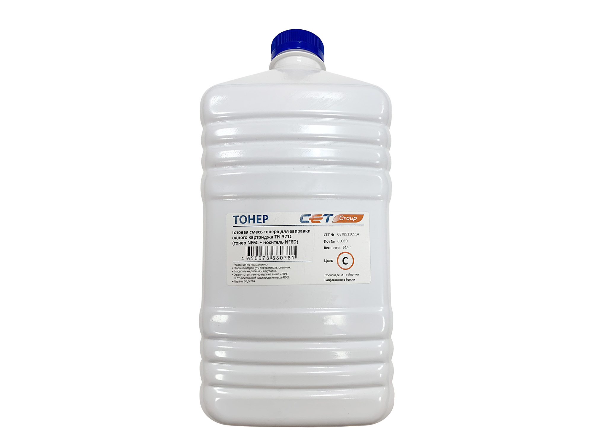 Тонер CET NF6C/NF6D, бутыль 514 г, голубой