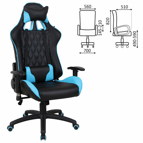 Кресло игровое Brabix GT Master GM-110 черный/голубой (531928)