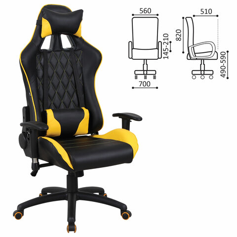 

Кресло игровое Brabix GT Master GM-110 черный/желтый (531927), GM-110