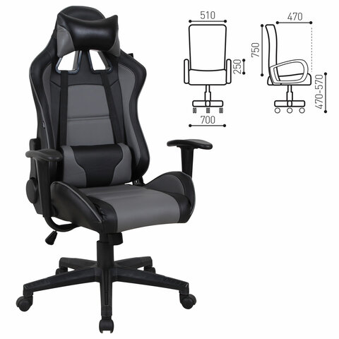 

Кресло игровое Brabix GT Racer GM-100 черный/серый (531926), GM-100