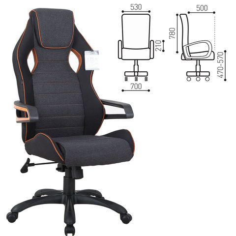 Кресло игровое Brabix Techno Pro GM-003 черный/серый/оранжевый (531813)