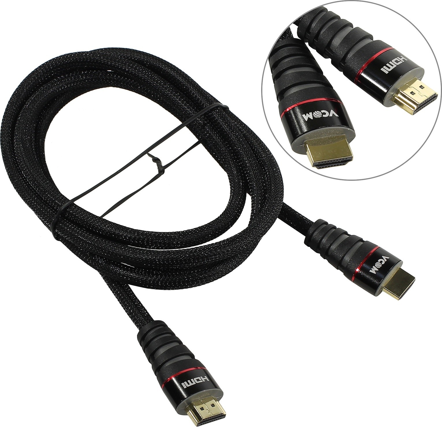 

Кабель HDMI(19M)-HDMI(19M) v2.0 4K, экранированный, 1.8 м, черный VCOM (CG526S-B-1.8M)