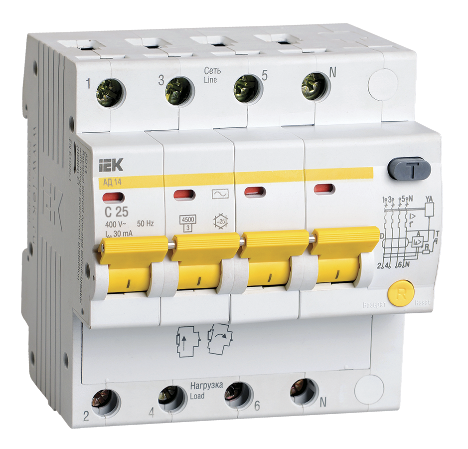 Выключатель автоматический дифференциального тока IEK (MAD10-4-025-C-030)