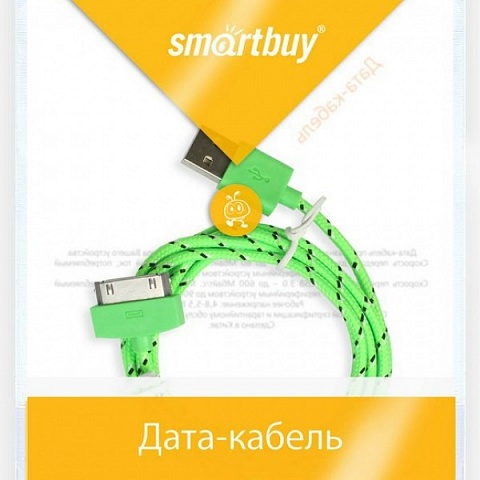

Кабель USB 2.0(Am)-Apple 30-pin(m), нейлон, 1м, зеленый Smartbuy iK-412n (iK-412n green), iK-412n