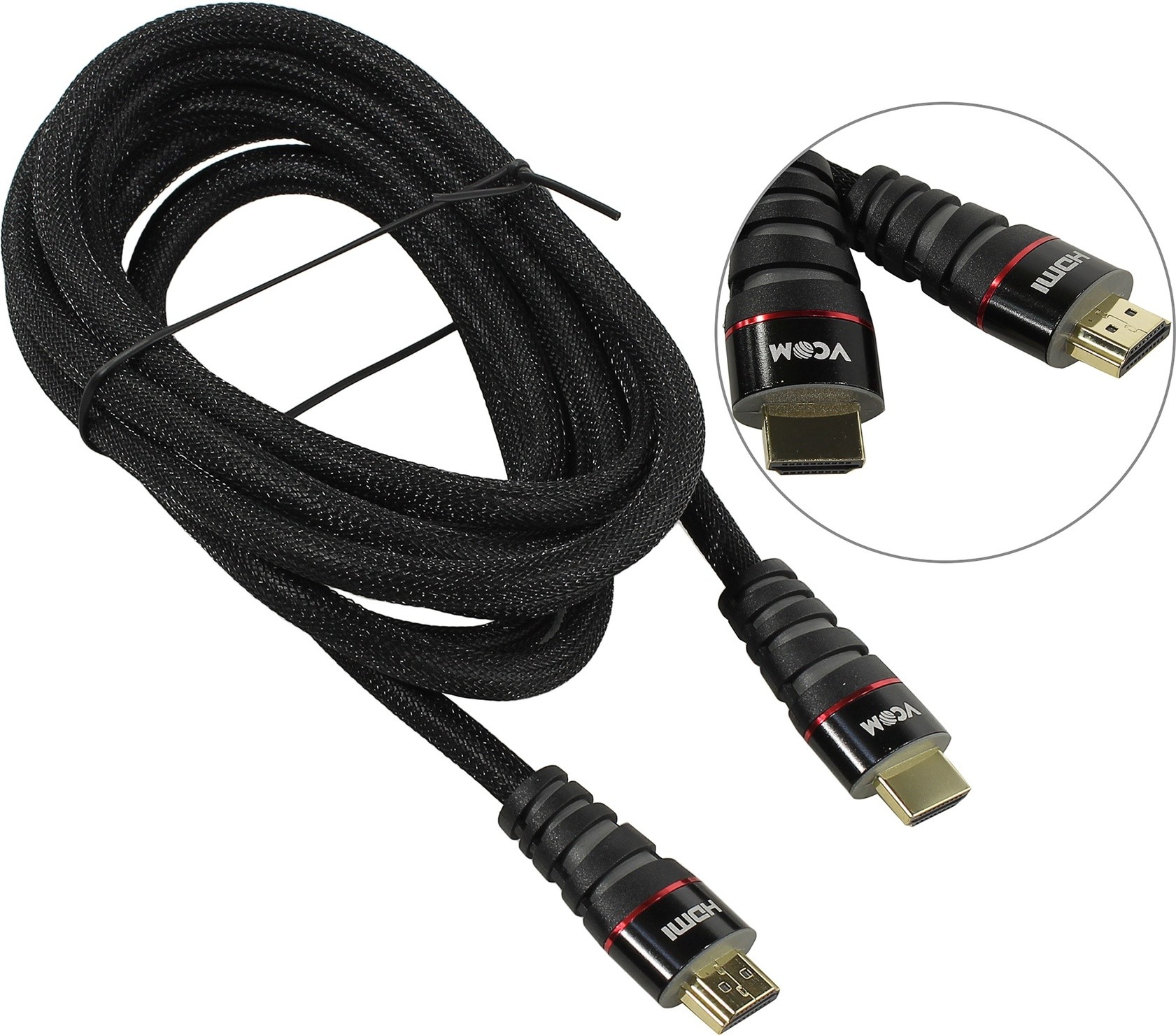 

Кабель HDMI(19M)-HDMI(19M) v2.0 4K, экранированный, 3 м, черный VCOM (CG526S-B-3M)