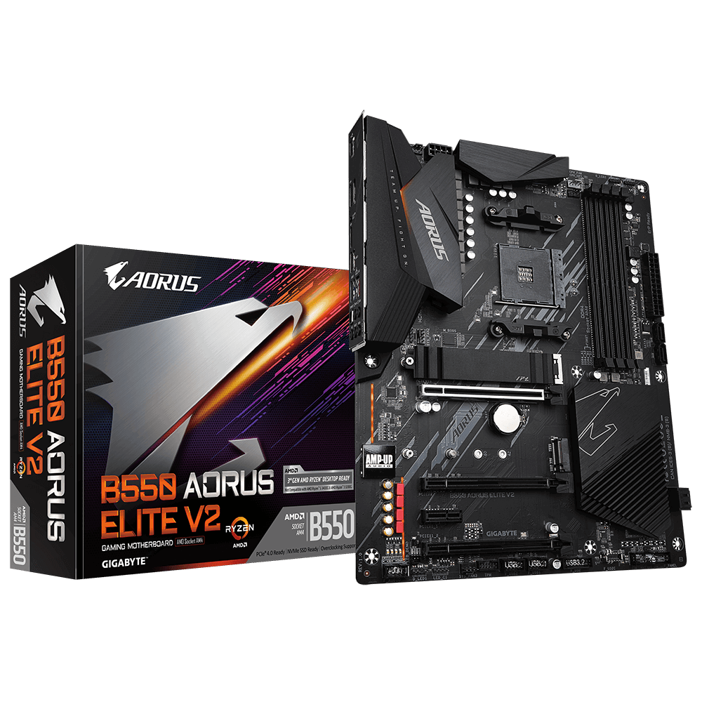 

Материнская плата GIGABYTE B550 AORUS ELITE V2, SocketAM4, AMD B550, 4xDDR4, 3PCI-Ex16, 4SATA3, 7.1-ch, 2.5GLAN, 8 USB 3.2, 1 USB Type-C, HDMI, DP, ATX, Retail, B550 AORUS ELITE V2