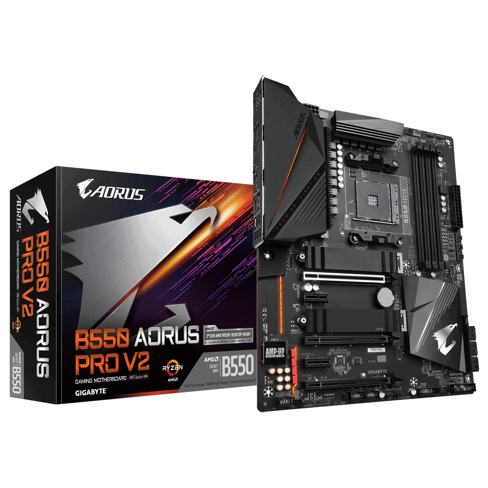 

Материнская плата GIGABYTE B550 AORUS PRO V2, SocketAM4, AMD B550, 4xDDR4 UDIMM, 3PCI-Ex16, 6SATA3, 7.1-ch, 2.5GLAN, 7USB 3.2, USB Type-C, HDMI, ATX, Retail, B550 AORUS PRO V2