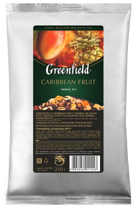 Чай листовой фруктовый Greenfield Caribbean Fruit, 250г, апельсин, шиповник, манго, ананас, гибискус (1144-15)