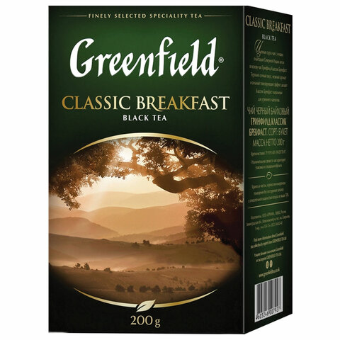 Чай листовой черный Greenfield Classic Breakfast, крупнолистовой, 200г (0792-10)