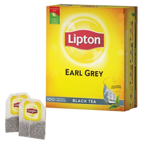 Чай в пакетиках черный Lipton Earl Grey, 100шт.x2г, бергамот (67106269)