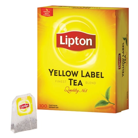 Чай в пакетиках черный Lipton Yellow Label, 100шт.x2г (20248358)